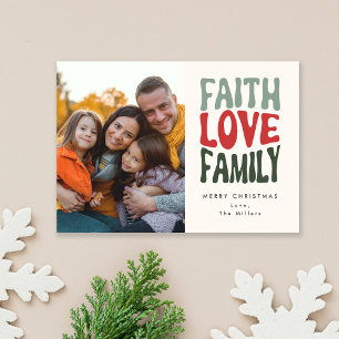Glaube, Liebe, Familie - vintage Retro-Schrift Mitteilungskarte