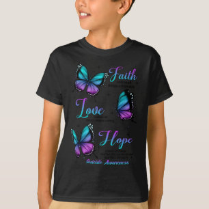 Glaube Liebe Hoffnung Schmetterling Suizidbewussts T-Shirt