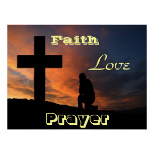 Glaube Liebe Kreuz Gebet Christentum Frieden Schic Poster