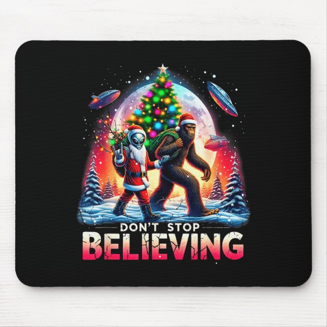 Glaube lustiger Außerirdischer und Weihnachtsmann  Mousepad (Vorne)