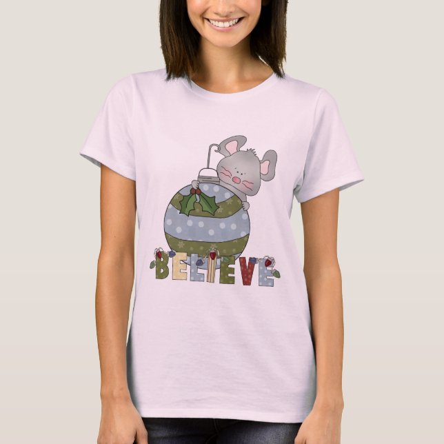Glaube Maus Ornament Niedlich Weihnachten T-Shirt (Vorderseite)