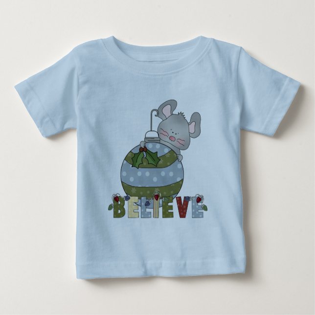 Glaube Maus Ornament Niedlichen Urlaub Weihnachten Baby T-shirt (Vorderseite)