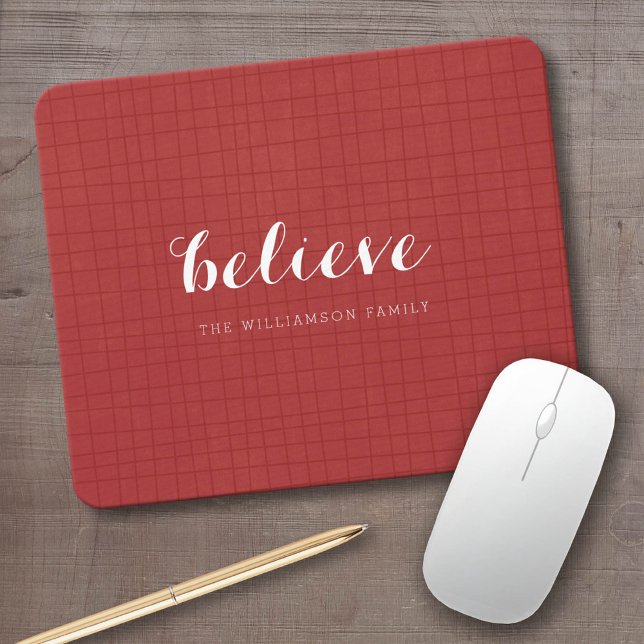 Glaube - Moderne frohe Weihnachten Rot Mousepad (Christmas Theme Mousepad)
