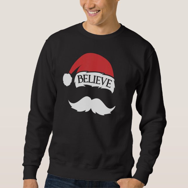 Glaube Mustache Weihnachtsmannmütze Cap Familie We Sweatshirt (Vorderseite)