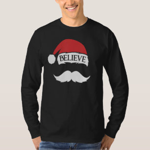 Glaube Mustache Weihnachtsmannmütze Cap Familie We T-Shirt