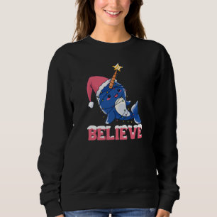 Glaube Narwhal Weihnachtsschneefieber-Lichter Sweatshirt