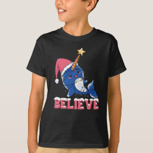 Glaube Narwhal Weihnachtsschneefieber-Lichter T-Shirt