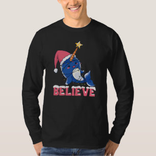 Glaube Narwhal Weihnachtsschneefieber-Lichter T-Shirt