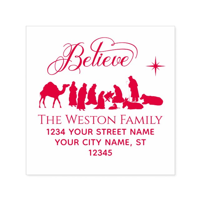 Glaube: Nativity Scene #1B Name Address Permastempel (Design)