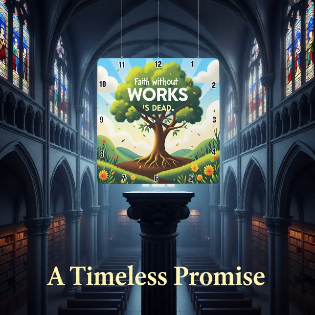 Glaube ohne Arbeit IST TOT Quadratische Wanduhr (Von Creator hochgeladen)