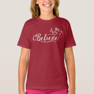 Glaube Rentier Schrift T-Shirt – Minimales Weihnac