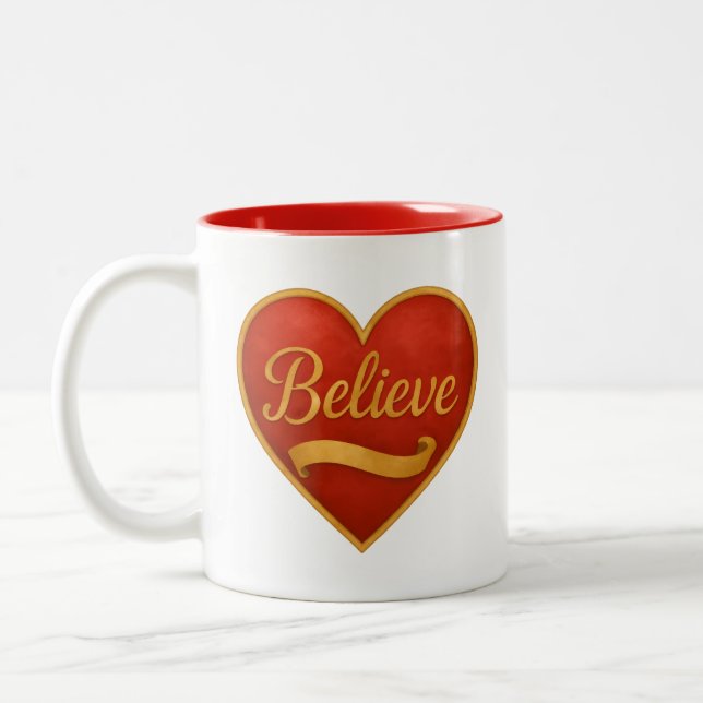 Glaube Rotes Herz Zweifarbige Tasse (Links)