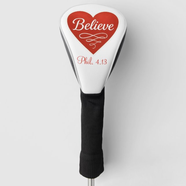 Glaube rotes und weißes Herz Golf Headcover (Vorderseite)