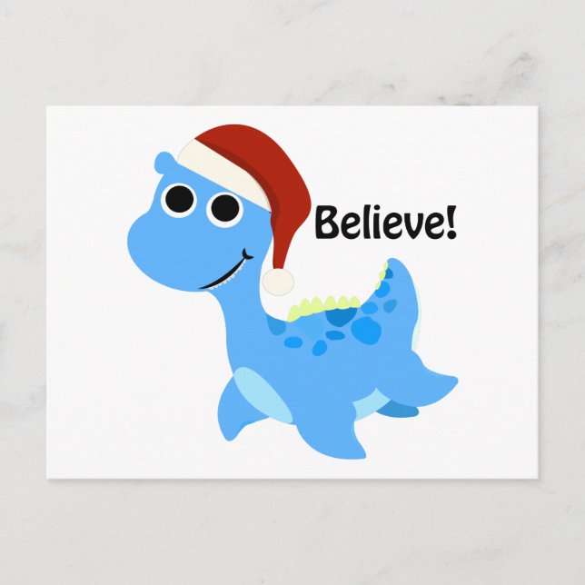 Glaube! Santa Nessie Feiertagspostkarte (Vorderseite)
