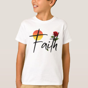 Glaube Schwarz Typografie mit Rose T-Shirt