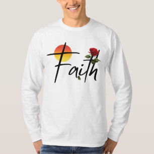 Glaube Schwarz Typografie mit Rose T-Shirt
