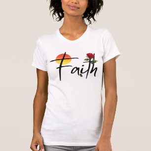 Glaube Schwarz Typografie mit Rose T-Shirt