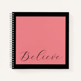 "Glaube" Schwarze Schriftzeichen Koralle Rosa Hint Notizbuch