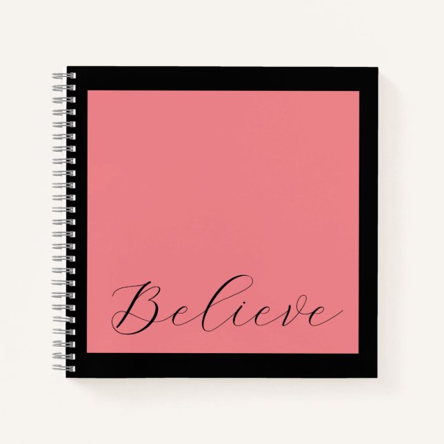 "Glaube" Schwarze Schriftzeichen Koralle Rosa Hint Notizbuch (Vorderseite)