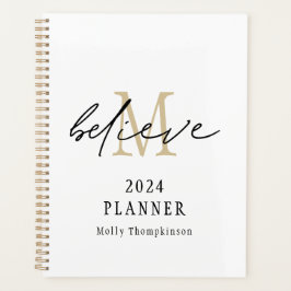 Glaube Script 2024 Monogramm Anfangsname Weiß Planer