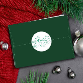 Glaube Script | Einfache Schneeflocke Geblüht Runder Aufkleber