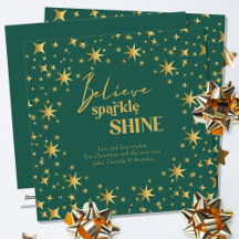 Glaube Sparkle Shine Elegante Grüne und Gold Stars