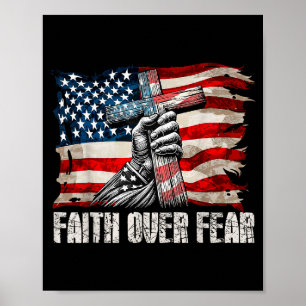 Glaube statt Angst - Kreuz & Wir Flagge Poster