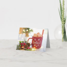 Glaube Tasse, Marshmallows, Weihnachtsdekorationen Feiertagskarte