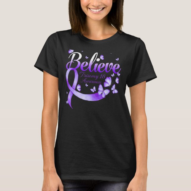 Glaube Trisomy 18 Butterfly T-Shirt (Vorderseite)