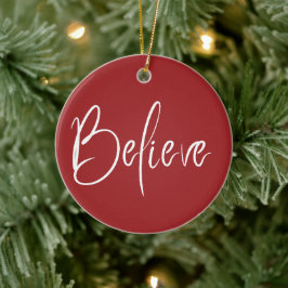 Glaube Typografie Red Modern Holiday Weihnachten Keramik Ornament