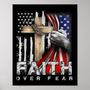 Glaube über Angst Amerika Stolz Uns-Flagge Jesus C Poster