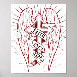 Glaube über Angst Angel Wings & Cross Christlich A Poster