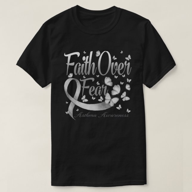 Glaube über Angst Asthma Butterfly T-Shirt (Design vorne)