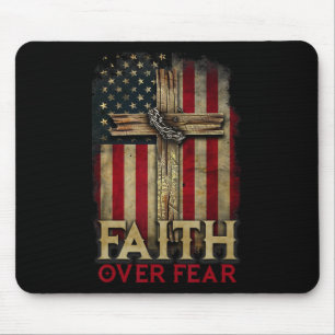 Glaube Über Angst Christen Überqueren USA Amerikan Mousepad