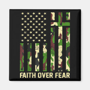 Glaube Über Angst Christlich Amerikanische Flagge Magnet