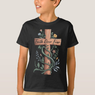 Glaube über Angst Christliche Frauen Mädchen Jesus T-Shirt