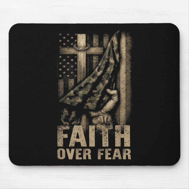Glaube Über Angst Christliches Amerika Stolz Uns F Mousepad (Vorne)