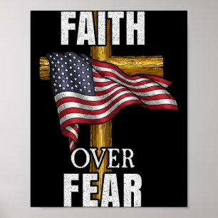 Glaube über Angst Christliches Kreuz Amerikanische Poster