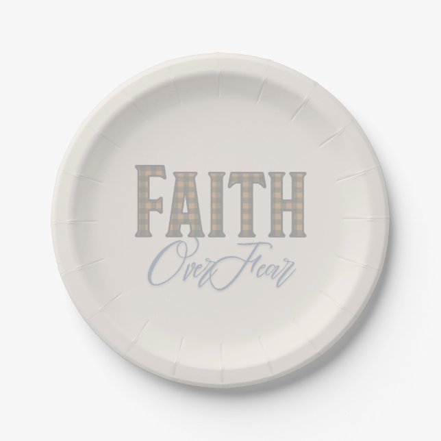 Glaube Über Angst Christliches Typografie-Design Pappteller (Vorderseite)