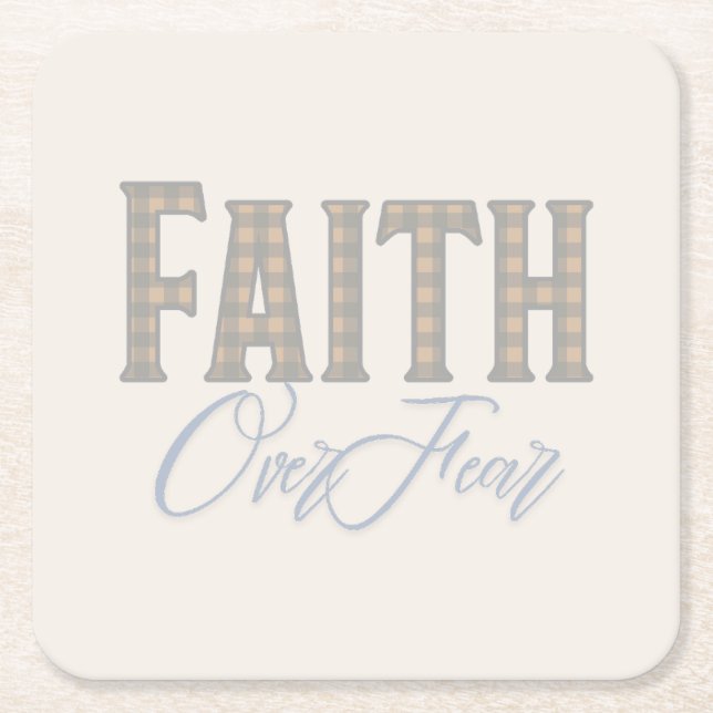 Glaube Über Angst Christliches Typografie-Design Rechteckiger Pappuntersetzer (Vorderseite)