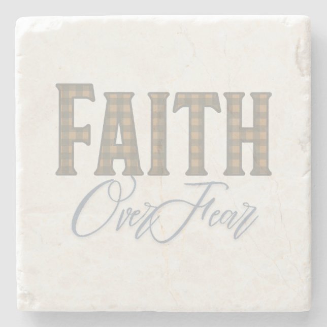 Glaube Über Angst Christliches Typografie-Design Steinuntersetzer (Vorderseite)