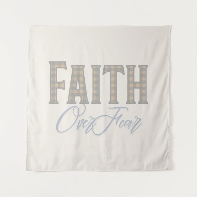 Glaube Über Angst Christliches Typografie-Design Wandteppich (Vorderseite)