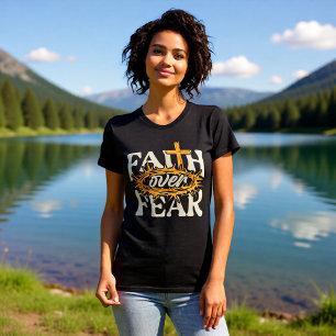 Glaube Über Angst Dornenkrone Schwarz T-Shirt