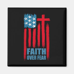 Glaube Über Angst Gebet Amerika Stolz Uns Flagge A Magnet