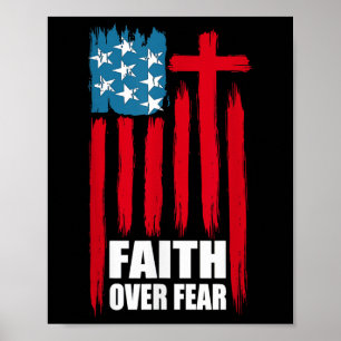 Glaube über Angst Gebet Amerika Stolz Uns Flagge A Poster