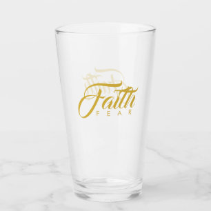 Glaube über Angst Gold Grafik Glas