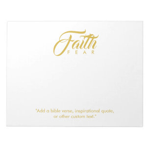 Glaube über Angst Gold und Weiß Notizblock