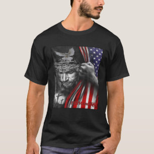 Glaube über Angst, Jesus American Flag Patriot Chr T-Shirt