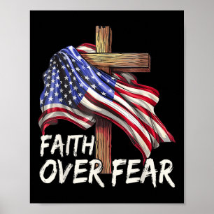 Glaube über Angst Jesus Christliches Kreuz Gott Un Poster
