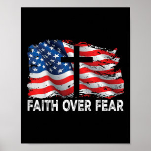 Glaube über Angst Jesus Christliches Kreuz Uns Fla Poster